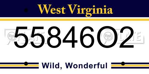 55846O2 West Virginia License Plate