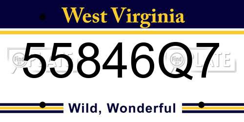 55846Q7 West Virginia License Plate