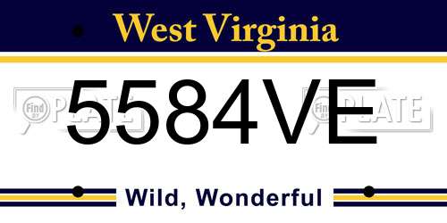 5584VE West Virginia License Plate