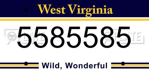 5585585 West Virginia License Plate