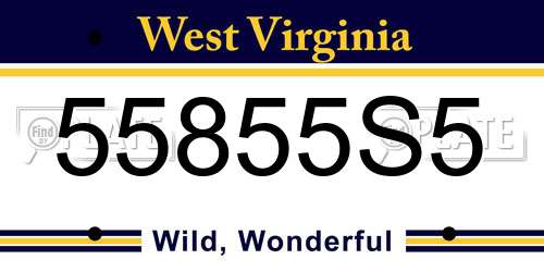 55855S5 West Virginia License Plate