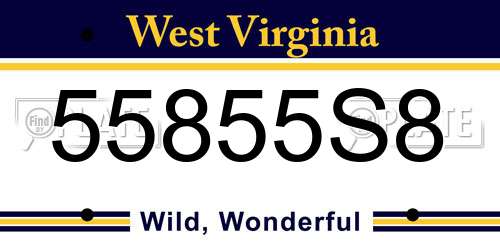 55855S8 West Virginia License Plate
