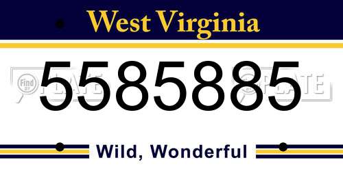 5585885 West Virginia License Plate