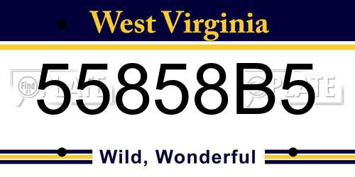 55858B5 West Virginia License Plate
