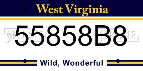 55858B8 West Virginia License Plate