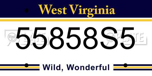 55858S5 West Virginia License Plate