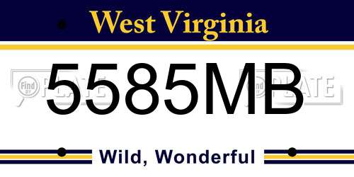 5585MB West Virginia License Plate