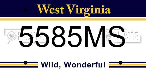5585MS West Virginia License Plate