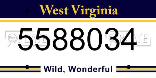 5588034 West Virginia License Plate