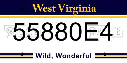 55880E4 West Virginia License Plate