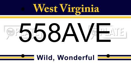558AVE West Virginia License Plate
