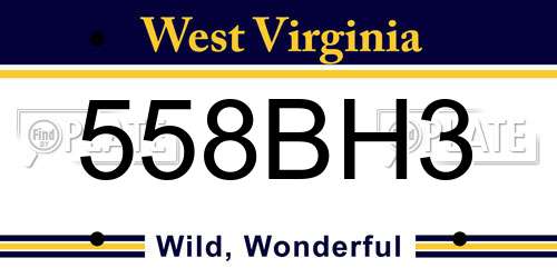 558BH3 West Virginia License Plate
