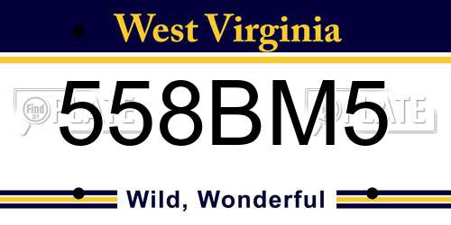 558BM5 West Virginia License Plate