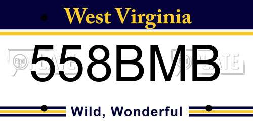 558BMB West Virginia License Plate
