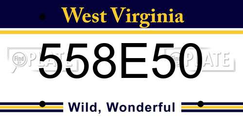 558E50 West Virginia License Plate