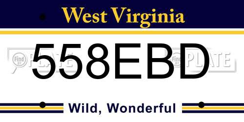 558EBD West Virginia License Plate