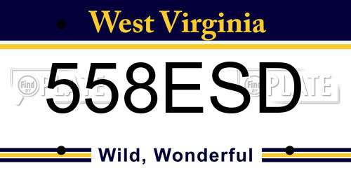 558ESD West Virginia License Plate