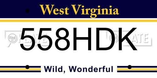 558HDK West Virginia License Plate
