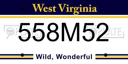 558M52 West Virginia License Plate