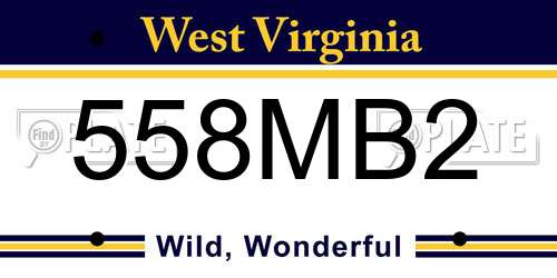 558MB2 West Virginia License Plate