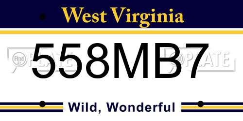 558MB7 West Virginia License Plate
