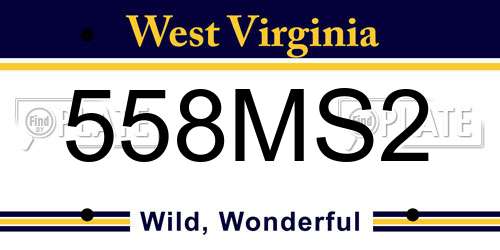 558MS2 West Virginia License Plate