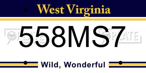 558MS7 West Virginia License Plate