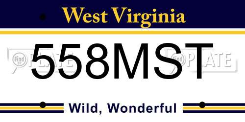 558MST West Virginia License Plate