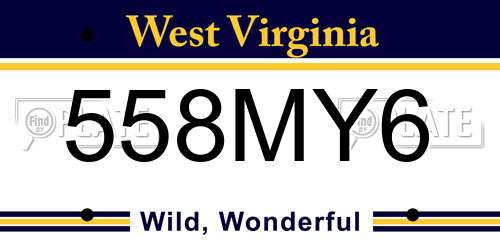 558MY6 West Virginia License Plate