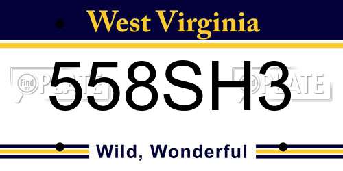558SH3 West Virginia License Plate