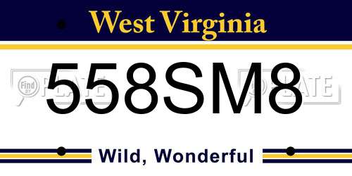 558SM8 West Virginia License Plate