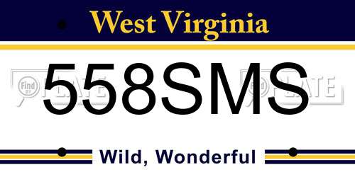 558SMS West Virginia License Plate