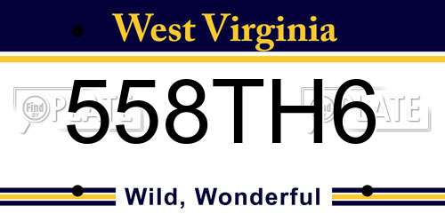 558TH6 West Virginia License Plate