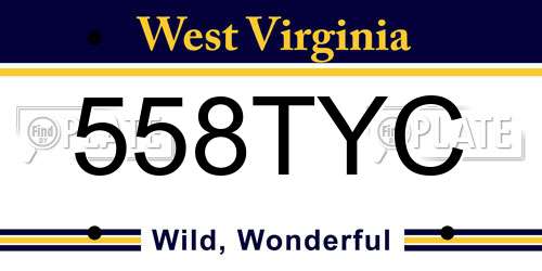 558TYC West Virginia License Plate
