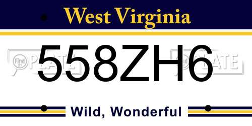 558ZH6 West Virginia License Plate