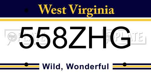 558ZHG West Virginia License Plate