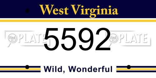 5592 West Virginia License Plate