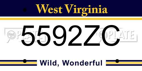 5592ZC West Virginia License Plate