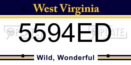 5594ED West Virginia License Plate
