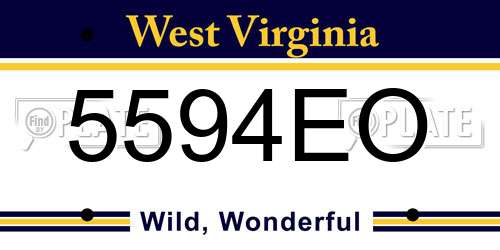 5594EO West Virginia License Plate