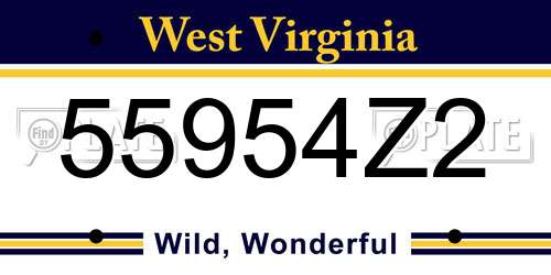 55954Z2 West Virginia License Plate