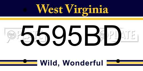 5595BD West Virginia License Plate