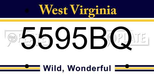 5595BQ West Virginia License Plate