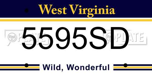 5595SD West Virginia License Plate