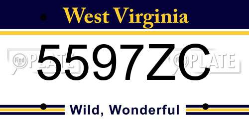 5597ZC West Virginia License Plate