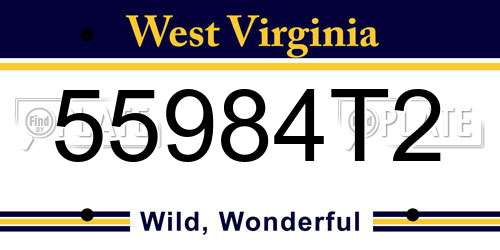55984T2 West Virginia License Plate