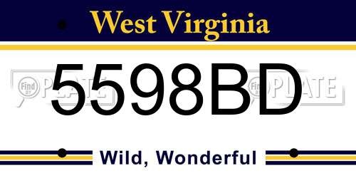 5598BD West Virginia License Plate