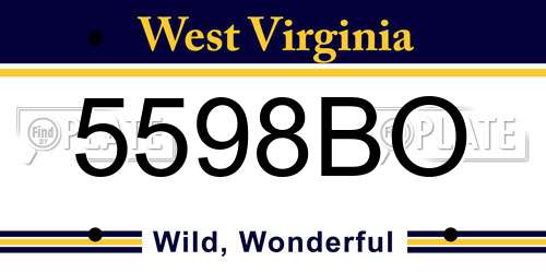 5598BO West Virginia License Plate