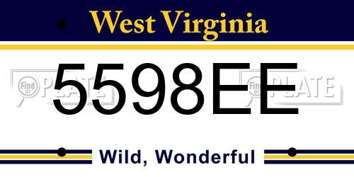 5598EE West Virginia License Plate