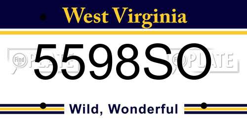 5598SO West Virginia License Plate
